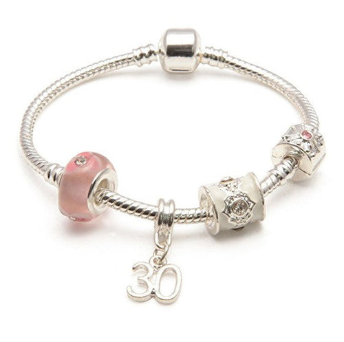 pink bracelet, 30th birthday gifts girl and charm bracelet gifts for 30 year old girl