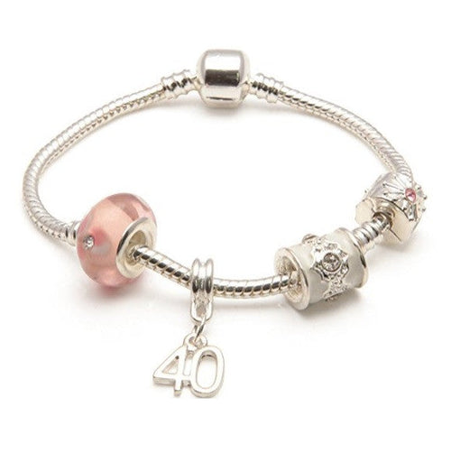 pink bracelet, 40th birthday gifts girl and charm bracelet gifts for 40 year old girl
