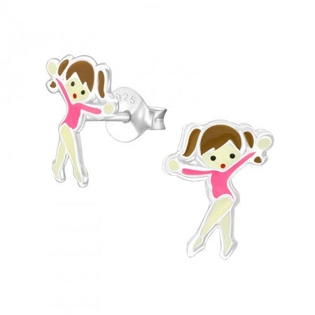Children's Sterling Silver Gymnastics Girl Stud Earrings