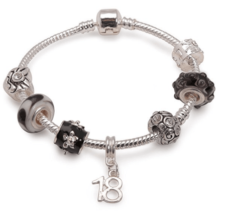 Teenager's 'Midnight Cocktails' Age 13/16/18 Silver Plated Charm Bead Bracelet