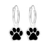 Children's Sterling Silver 'Black Paw' Hoop Earrings