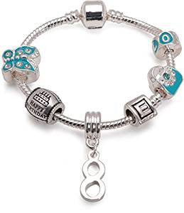 Children's 'Blue Princess 8th Birthday' Silver Plated Charm Bead Bracelet