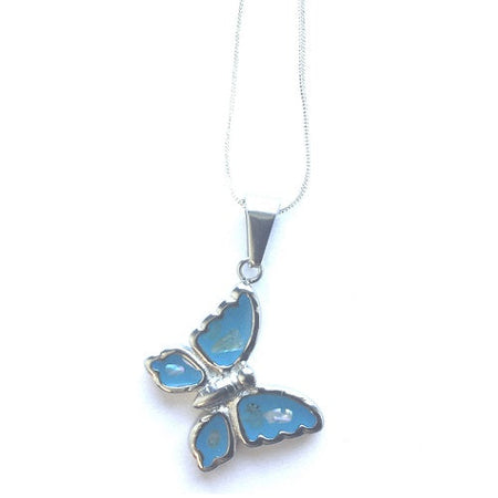 Children's Sterling Silver Blue Crystal Butterfly Pendant Necklace