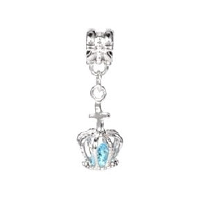 Alloy Crown with Blue Glass Stone Drop Charm