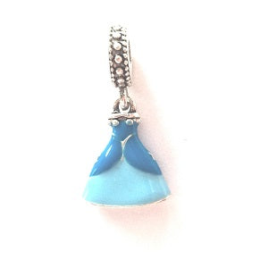 'Blue Bobbin' Glass Bead With Silver Plated Core