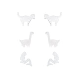 Children's Sterling Silver Set of 3 Pairs of Plain Stud Earrings