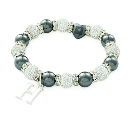 Designer Inspired 'Midnight Fleur' Black & Silver Diamante Flower & Dragonfly Stretch Bracelet