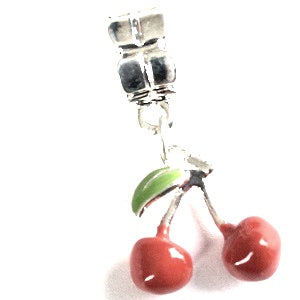 cherry drop charm for bracelet or necklace