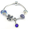 Children's 'September Birthstone' Sapphire Coloured Crystal Silver Plated Charm Bead Bracelet