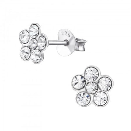 Children's Sterling Silver 'January Birthstone Solid Flower' Stud Earrings