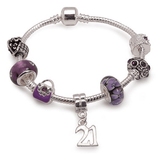 purple bracelet, 21st birthday gifts girl and charm bracelet gifts for 21 year old girl