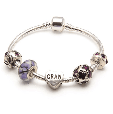 Gran 'Pink Me Up' Silver Plated Charm Bead Bracelet