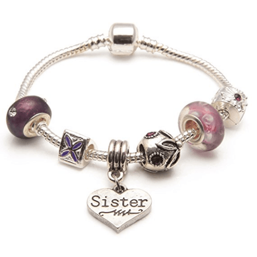 purple haze sister bracelet with charms and beads
