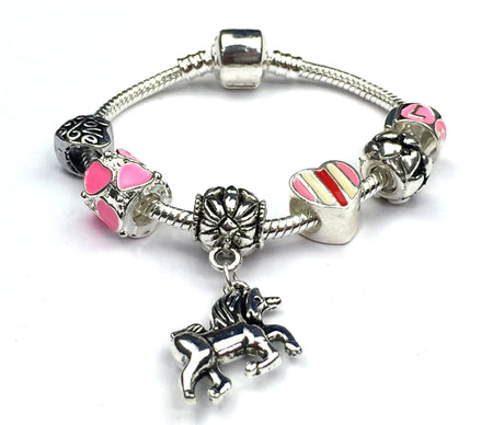 Children's Pink 'Fairytale Princess' Silver Plated Charm Bead Bracelet