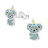 Children's Sterling Silver 'Koala-corn' Stud Earrings
