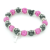 Designer Inspired 'Mayfair Starlet' Pink Czech Crystal and Haematite Stretch Bracelet