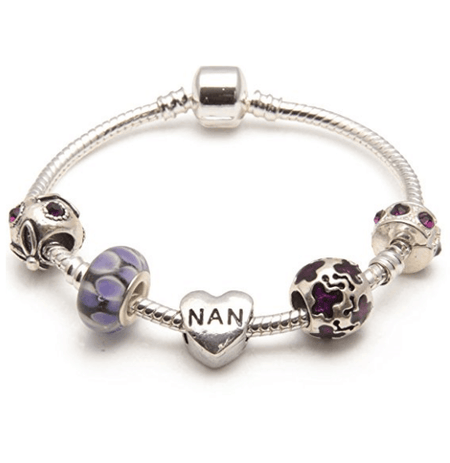 Nan 'Vanilla Kisses' Silver Plated Charm Bead Bracelet