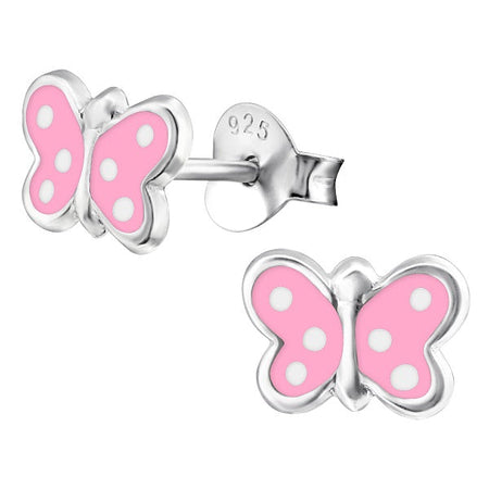Children's Sterling Silver 'Light Rose Pink Flower' Stud Earrings