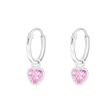 Children's Sterling Silver 'Multicoloured Diamante Crystal Open Heart' Hoop Earrings