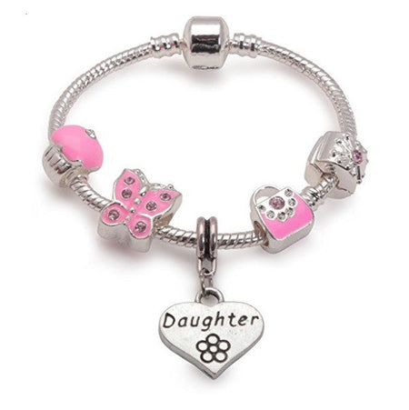 Children's 'Love and Kisses' Silver Plated Charm Bead Bracelet
