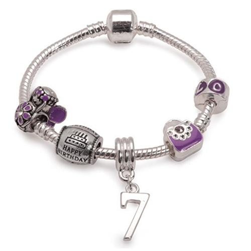 purple bracelet, 7th birthday gifts girl and charm bracelet gifts for 7 year old girl