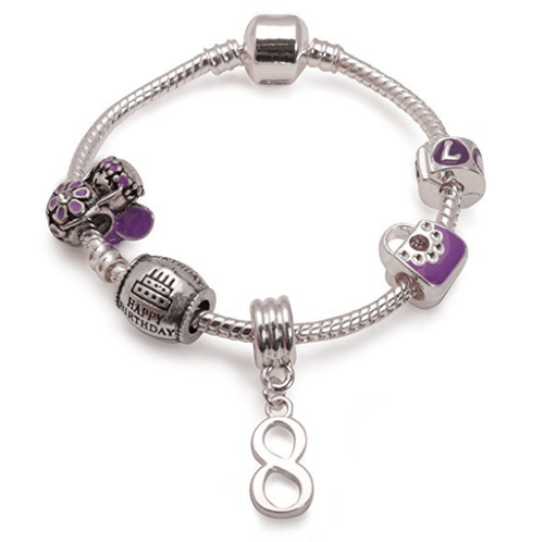 purple bracelet, 8th birthday gifts girl and charm bracelet gifts for 8 year old girl
