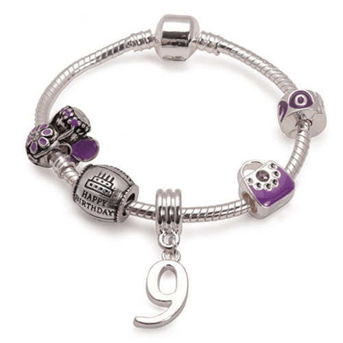 purple bracelet, 9th birthday gifts girl and charm bracelet gifts for 9 year old girl