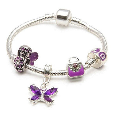 Children's Sterling Silver 'Purple Glitter Flower' Stud Earrings