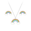 Children's Sterling Silver Rainbow Pendant Necklace and Rainbow Stud Earrings Set