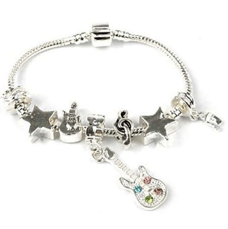 Teenager's 'Pink Crystal Happy 13th Birthday' Silver Plated Charm Bead Bracelet