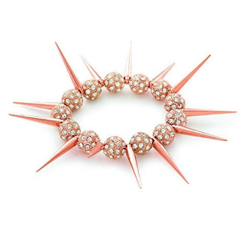 Designer Celebrity Style 'Rose Gold Spike' Czech Crystal Bead Stretch Bracelet