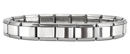 Stainless Steel 18 Link Matte Italian Charm Starter Bracelet- Classic 9mm Size