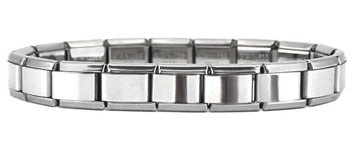 Stainless Steel 18 Link Shiny Italian Charm Starter Bracelet- Classic 9mm Size