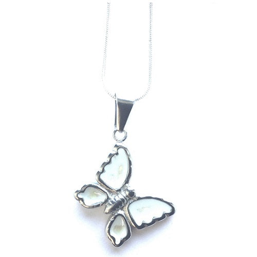 Children's Silver Plated Necklace With White Butterfly Pendant