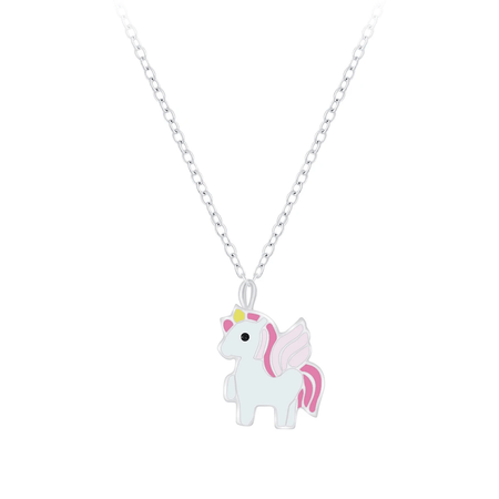 Children's Sterling Silver Unicorn Pendant Necklace and Unicorn Stud Earrings Set